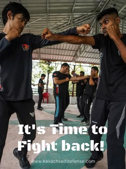 An impactful image of instructors in training with the text "It's time to Fight back!"