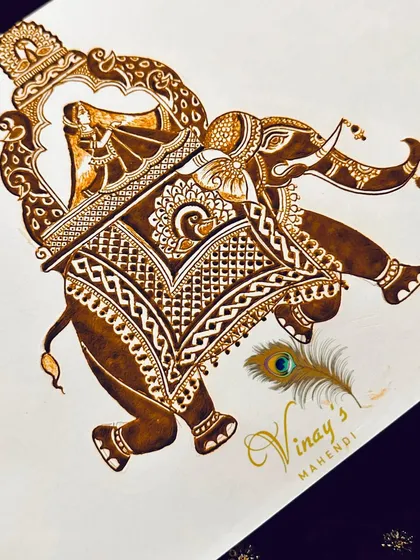 A sketch of a bride's grand entry on a royal elephant. Drawing complex scenes like this on paper first is a technique I teach to ensure a perfect composition.