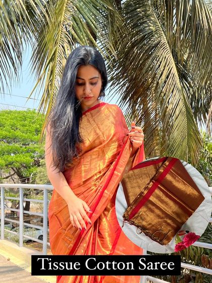 A repeat image of the stunning Tissue Cotton Saree, a favorite during our sale events.