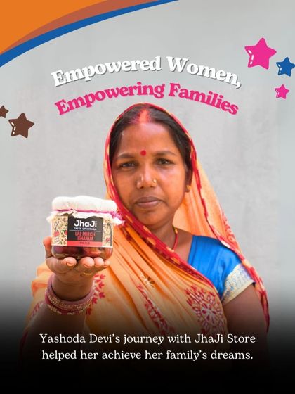 This is Yashoda Devi, one of the strong women on our team. Her dedication helps her achieve her family's dreams. Every jar she helps create is a step towards empowerment for her and her community.