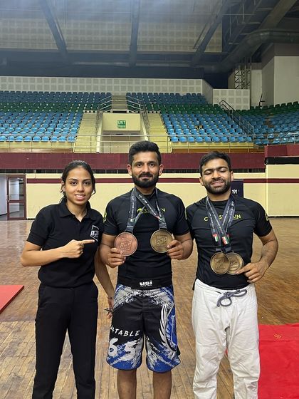 A successful day at the AJP Tour. Our fighters showing off their hard-earned medals after winning multiple fights, with several victories by submission.