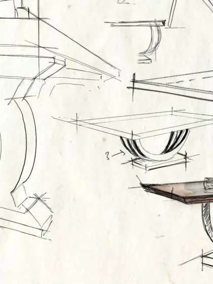 Further ideation for the Casa K dining table, refining the proportions and curves. Our design process is iterative, ensuring every detail is considered to achieve the perfect balance of elegance and practicality.