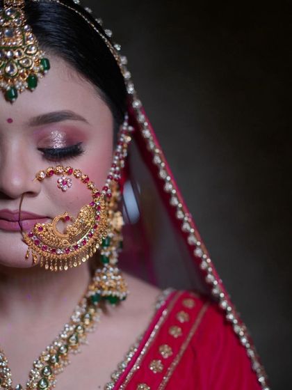 A detailed close-up of a bride's traditional Pahari nath. I love focusing on these unique cultural elements that tell a deeper story.