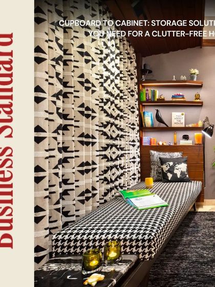As featured in Business Standard, this image highlights the importance of planned storage. The custom daybed with integrated bookshelves offers a creative solution for a clutter-free and organized home, blending seating and storage seamlessly.