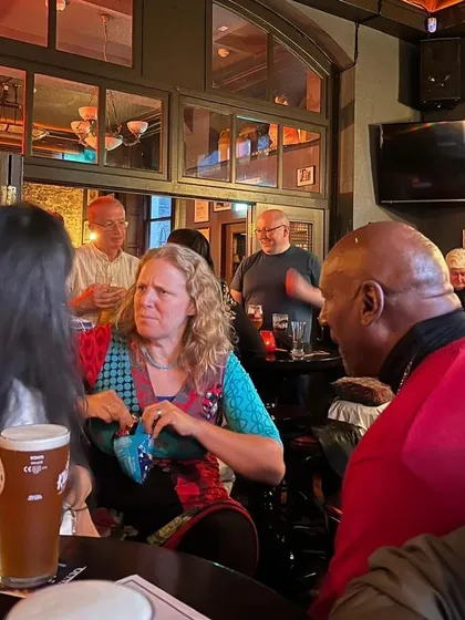 The lively and welcoming atmosphere of a poetry night in an Irish pub. We love connecting with literary communities around the world.