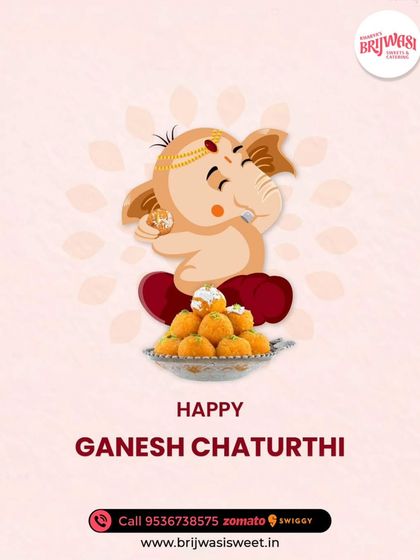 Happy Ganesh Chaturthi. May Lord Ganesha bring you happiness and prosperity. I offer his favorite sweet, Motichoor Ladoo, to mark the occasion.