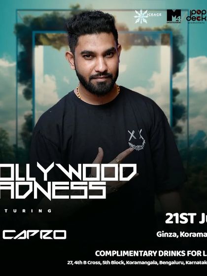 The poster for 'Bollywood Madness' at Ginza, Koramangala, a night focused on pure Bollywood and Punjabi tunes.