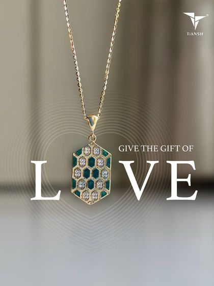 Give the gift of love. Inspired by the beauty of nature, this honeycomb pendant with emeralds and diamonds is a gift that will last forever.
