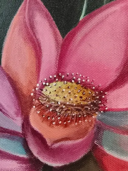 Another detailed view of the lotus painting, focusing on the subtle color gradients within a single petal. This level of detail is what elevates a painting from good to great.