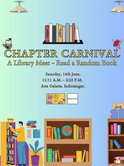 Poster for 'Chapter Carnival', a library meet with a random book reading game.