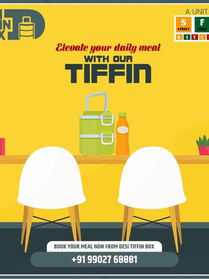 I want to elevate your daily meal with my tiffin service. This illustration depicts a clean, pleasant dining setup at home, which you can enjoy without the effort of cooking.