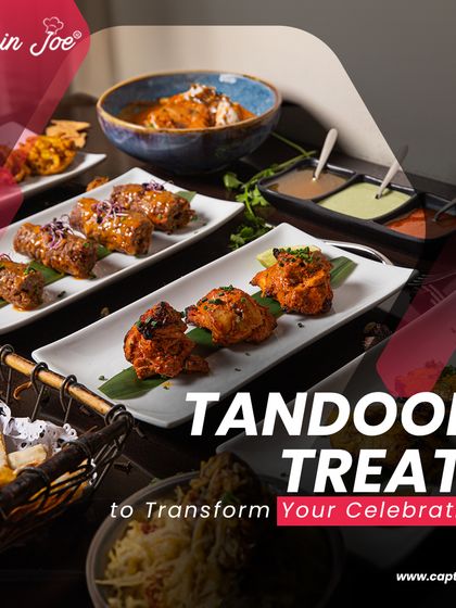 Transform your celebrations with our tandoori treats. This image showcases a platter of perfectly cooked tandoori appetizers, served with a selection of chutneys for an authentic taste.