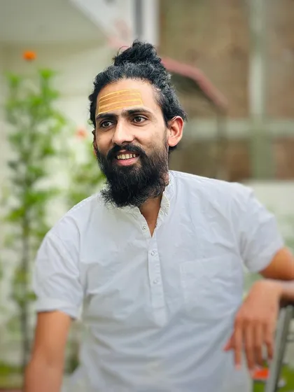 A portrait of me. My life's work is to share the love and wisdom of yoga, which frees us from the weight and pain of life.