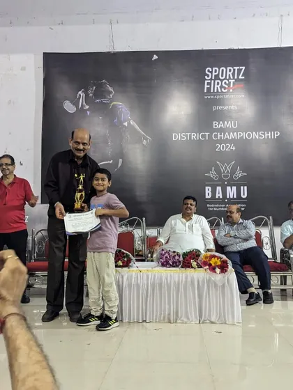Another win for Ajinkya Desai, accepting his trophy at the BAMU District Championship. His dedication is unmatched.