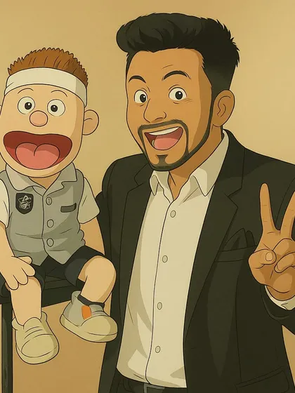 Another cool anime version of us, looking sharp in a suit.