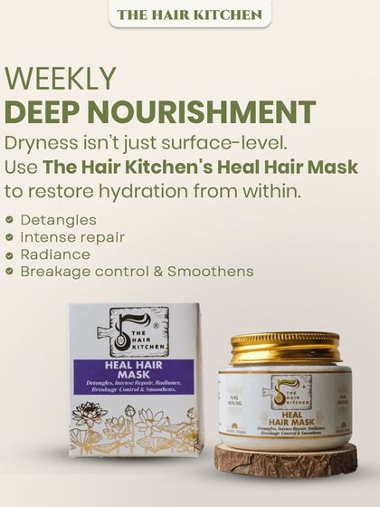 Dryness isn't just a surface issue. My Heal Hair Mask provides weekly deep nourishment to restore hydration from within, helping to detangle, repair damage, control breakage, and bring back radiance.