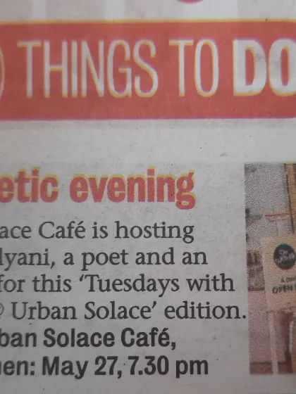 I was so happy to see our poetry evening featured in the Bangalore Mirror. It's wonderful to get recognition for the talented artists we host.