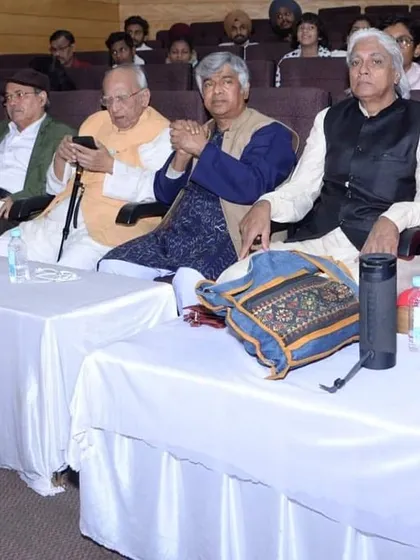 Seated with fellow judges and dignitaries at the competition. These events are a wonderful platform for discovering and encouraging new talent from across the country.