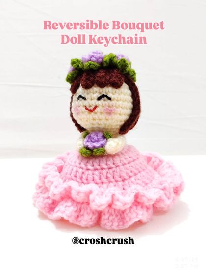 This reversible bouquet doll is two gifts in one. It starts as a beautiful floral bouquet and flips inside out to reveal an adorable doll in a pink frilly dress with a flower crown.