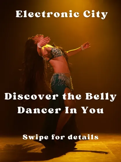 Discover the belly dancer in you with our new batch in Electronic City. These open-level classes are hybrid, with recordings available.