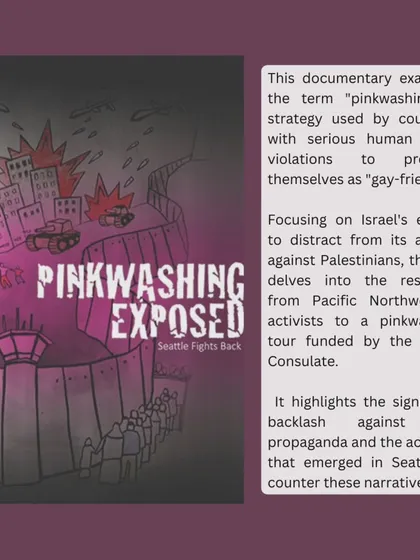 A still from the documentary 'Pinkwashing Exposed', part of the 'No Pride in Genocide' screening.