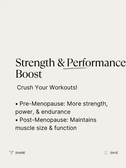 Creatine provides a strength and performance boost at all ages. Pre-menopause, it increases power and endurance. Post-menopause, it helps maintain muscle size and function, combating age-related decline.