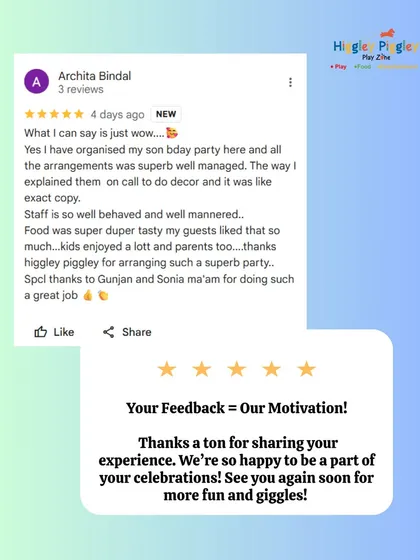 This wonderful Google review mentions how we created an "exact copy" of the decor they envisioned and praises our tasty food and well-behaved staff. This is the level of detail I aim for.