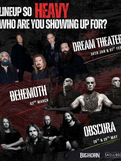 A lineup so heavy, you have to choose your mosh pit. This poster showcases the powerhouse metal acts I bring to India, including Dream Theater, Behemoth, and Obscura.