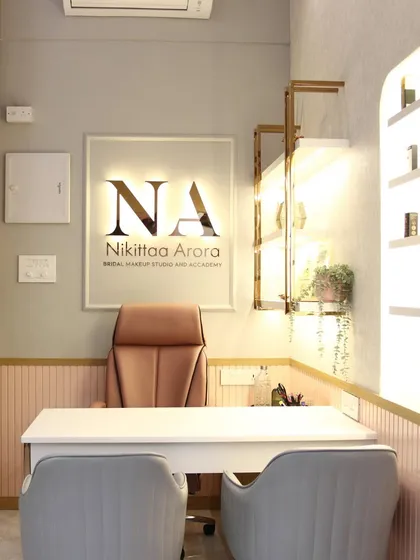 My office space at the Nikittaa Arora Bridal Makeup Studio & Academy. This is where the magic begins, from consultations to planning dream bridal looks.