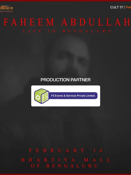 A promotional graphic highlighting the Production Partner for the Faheem Abdullah concert. I create dedicated posts to acknowledge and provide visibility for my event partners and sponsors.