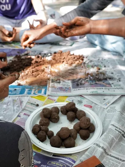 Getting hands-on with our seed ball making workshop. This eco-friendly activity is a simple yet powerful way for teams to connect with nature and each other, creating something positive for the environment together.