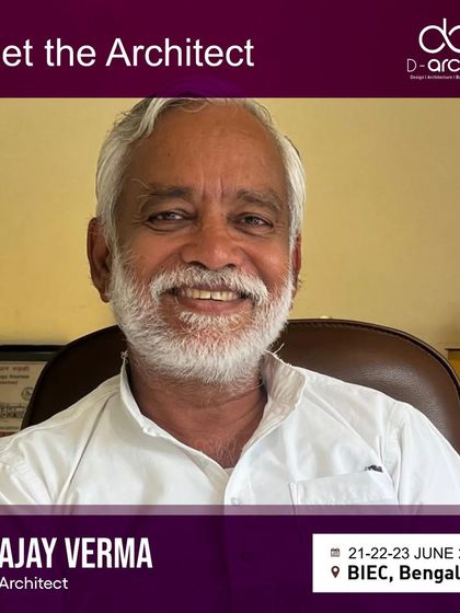 An invitation to meet Ar. Ajay Verma at the D-arc BUILD 2024 exhibition in Bengaluru.
