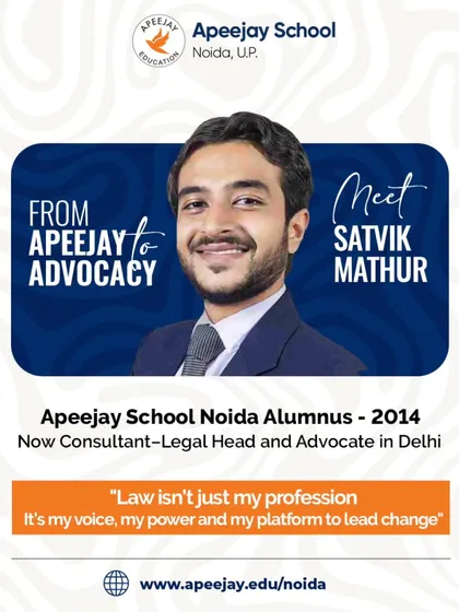 We are immensely proud of our alumni, like Satvik Mathur, who are leading change in their chosen fields. His journey from our classrooms to a successful career in advocacy showcases the lasting impact of an Apeejay education.