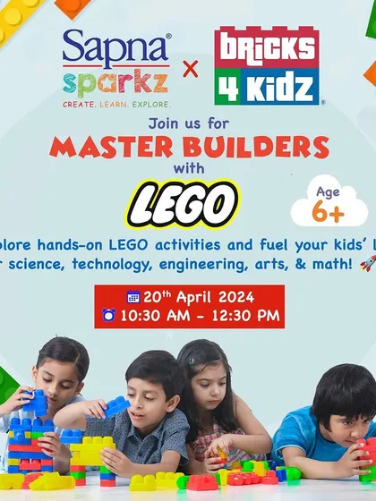 Get ready to become a Master Builder! This is an example of our event announcements, giving you all the details for specialized workshops like this hands-on LEGO session for kids aged 6 and up.