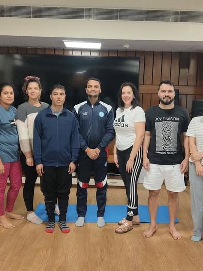 The full February batch of international students, ready to embark on their yoga teaching journey.