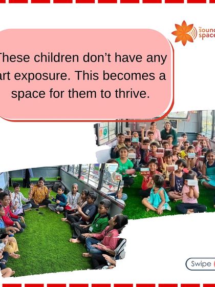 A graphic from a Mid-day feature, explaining that for many children, our bus provides their first exposure to the arts.