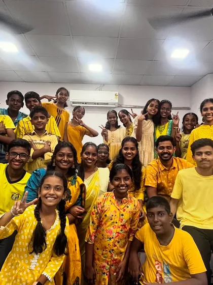Day 1 of Navratri 2024 kicked off with Yellow. A group photo embracing new beginnings with vibrant energy.