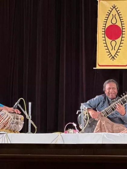 A moment of musical conversation with Ustad Shahid Parvez Khan during a performance for the Spicmacay IISER Chapter in Mohali.