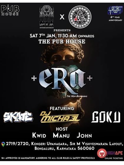 "Era - The New Beginning" party poster for an event at The Pub House.