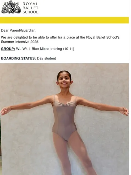 This is what we work for. I am so proud that our student, Ira, earned a spot at The Royal Ballet School's summer intensive in London. This isn't just a personal achievement; it's a huge step forward for ballet in India.