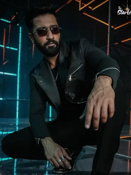The Starlet also featured this shot of Vicky Kaushal from the "Tauba Tauba" music video, referencing the edgy, tailored leather jackets that have become a signature part of my couture work.