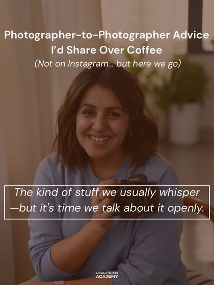 The introductory slide to a carousel of honest advice, framed as a "coffee chat" between photographers.