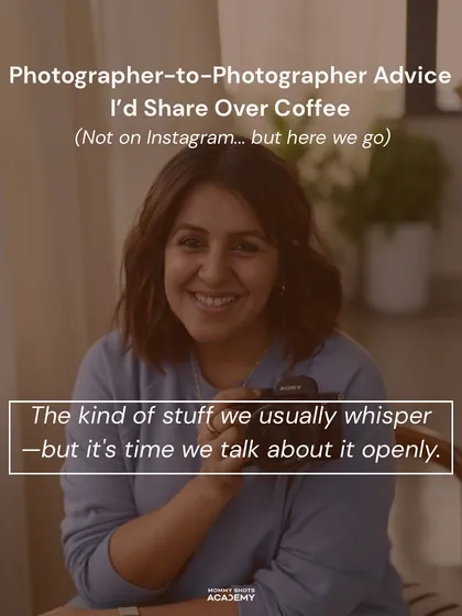 The introductory slide to a carousel of honest advice, framed as a "coffee chat" between photographers.
