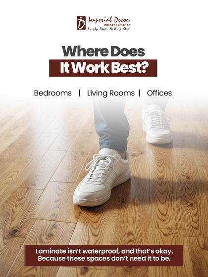 Where does laminate work best? It's the perfect solution for bedrooms, living rooms, and offices. While it isn't fully waterproof, that's okay because these spaces don't need it to be. It provides the right balance of style, durability, and cost for the most-used areas of your home.