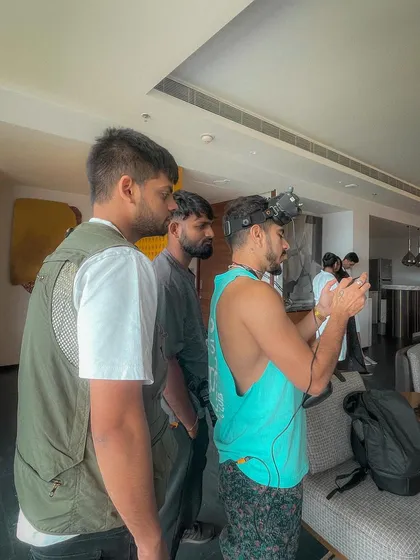 On set with the team, reviewing a shot. I pledged to only work with people who think differently and bring out the best in me.