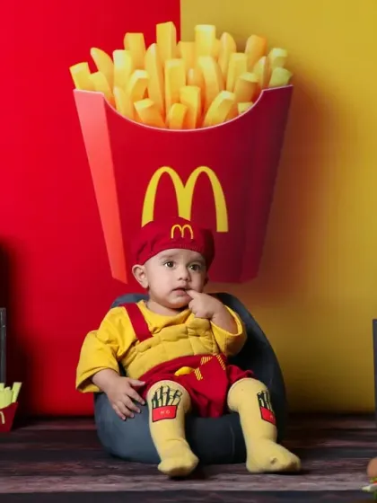 The cutest employee of the month. This full shot shows the entire creative setup for our McDonald's theme.