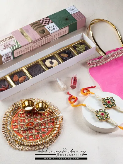 Festive campaigns require a special touch. For this Rakshabandhan shoot, I combined the product with traditional elements like rakhis and a decorative thali to create a warm, celebratory image that connects with the spirit of the occasion.
