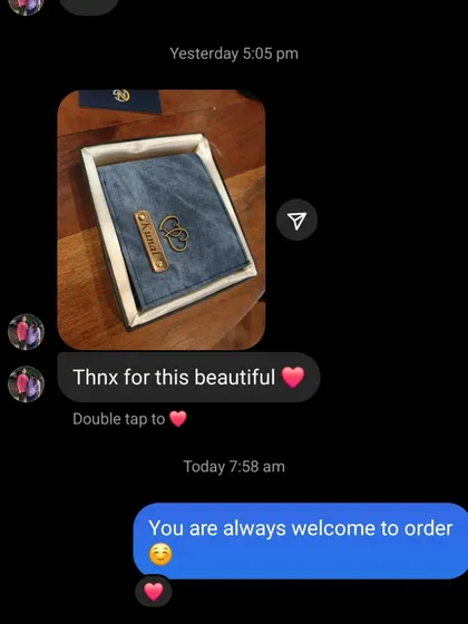 'Thnx for this beautiful' - a lovely message from a customer who received their personalized denim wallet. You are always welcome.