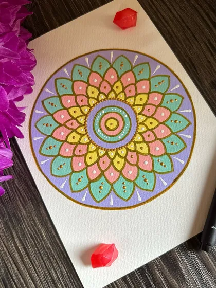 For a softer, more peaceful aesthetic, I work with pastel palettes. This piece uses gentle shades of lavender, pink, yellow, and mint to create a calming visual experience, perfect for a bedroom or a quiet corner of your home.