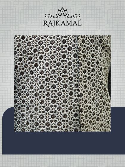 A close-up of the intricate black and white geometric fabric, highlighting the quality of the material.